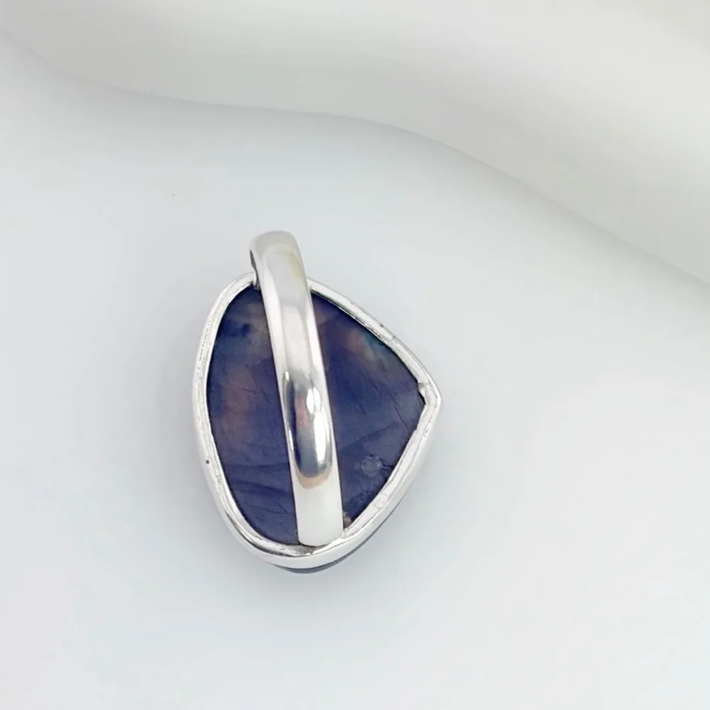Pure Sterling Silver 925 Purple Labradorite Ring Size 8 1/2 8.5 Colorful New - Picture 10 of 12